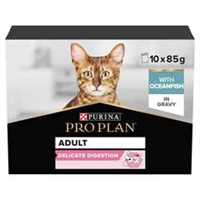 PRO PLAN Delicate Digestion Adult Wet Cat Food in Gravy - Ocean Fish - 10x85g Pouches